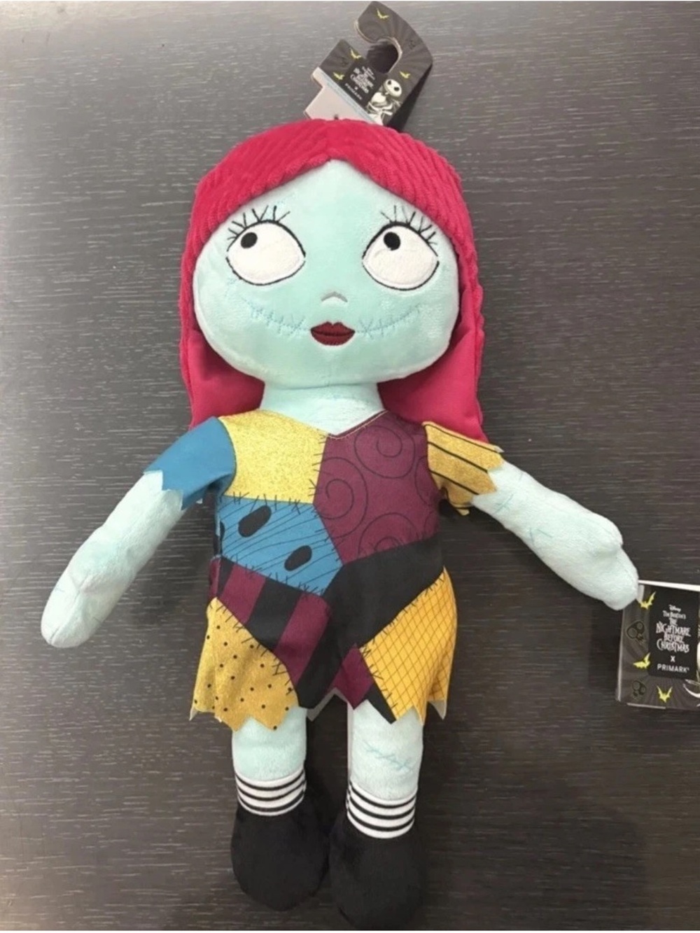 Primark Sally Patchwork Plush Doll - Pink Hair, Pale Blue Skin